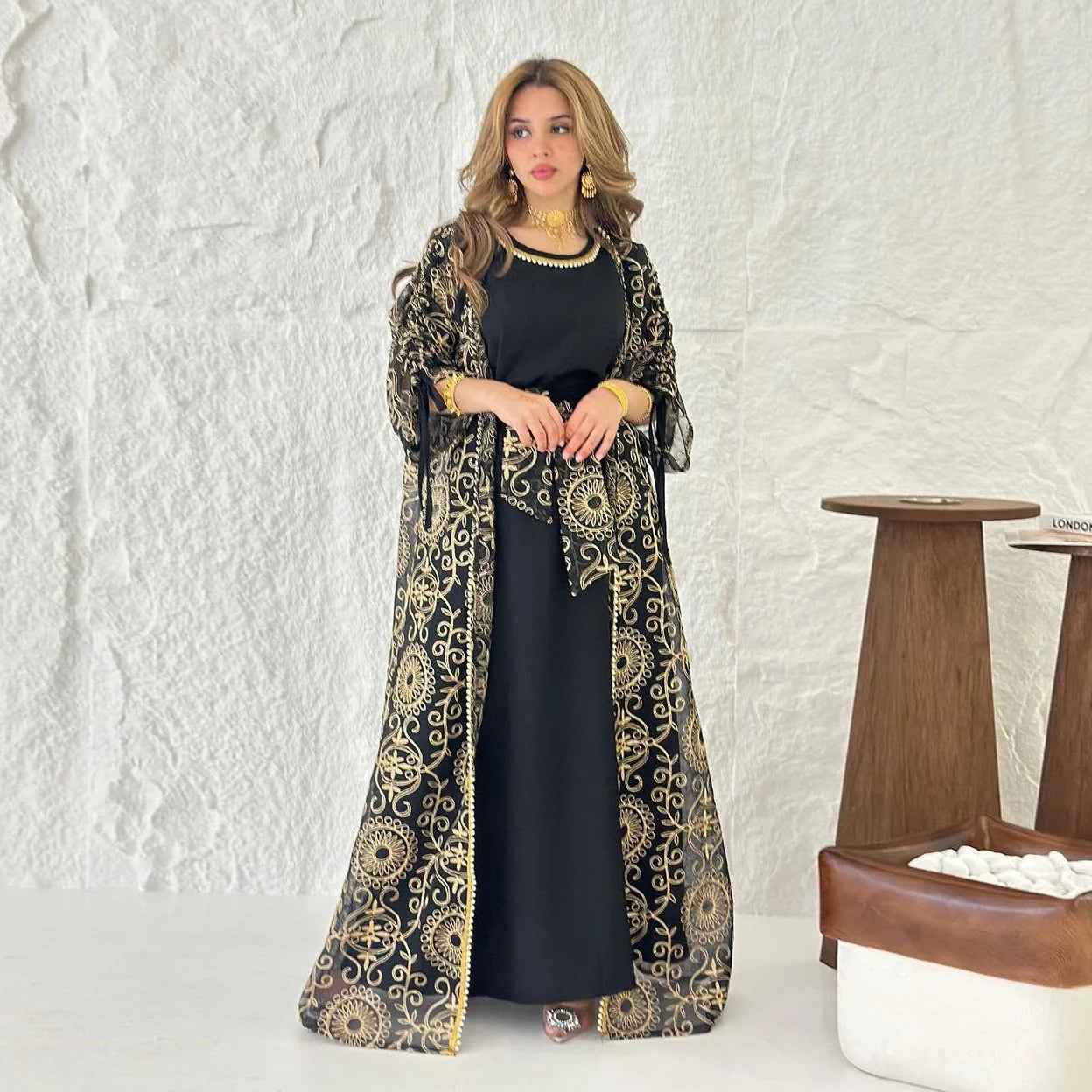 Abaya Set Gold  for Islamic Ramadan and Eid 2026
