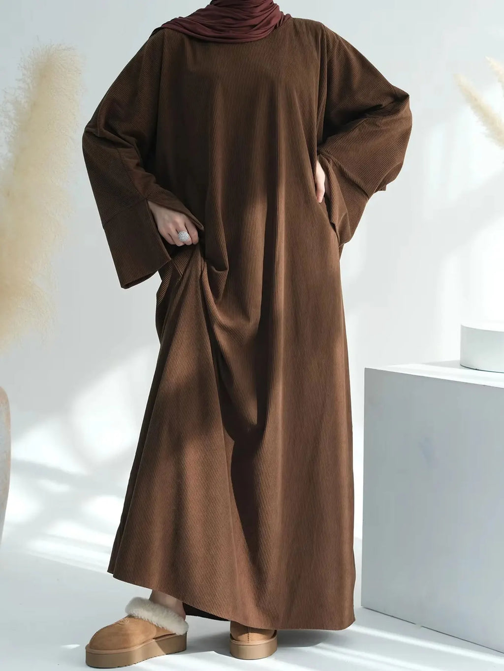 Muslim Winter Abaya Corduroy Women 2026