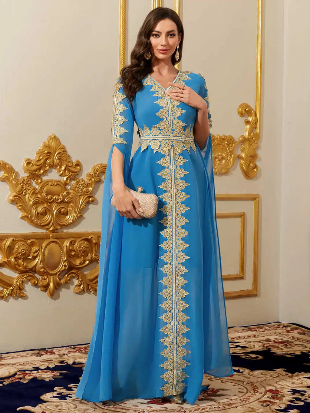 Women Muslim Abaya Kaftan Dress Lace Ethnic Moroccan Dress Eid Prayer Clothes Arabian Maxi Robe